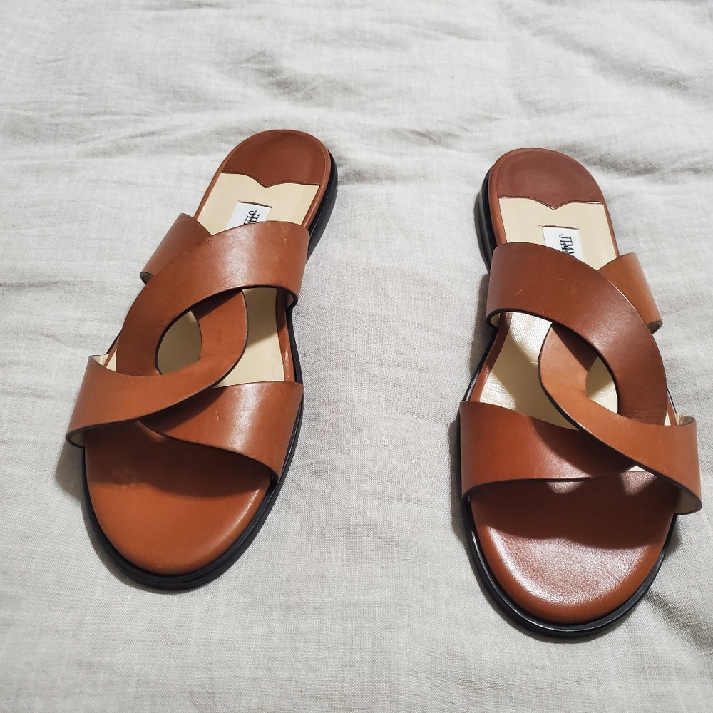Jimmy Choo Atia Crisscross Flat Slide sandals